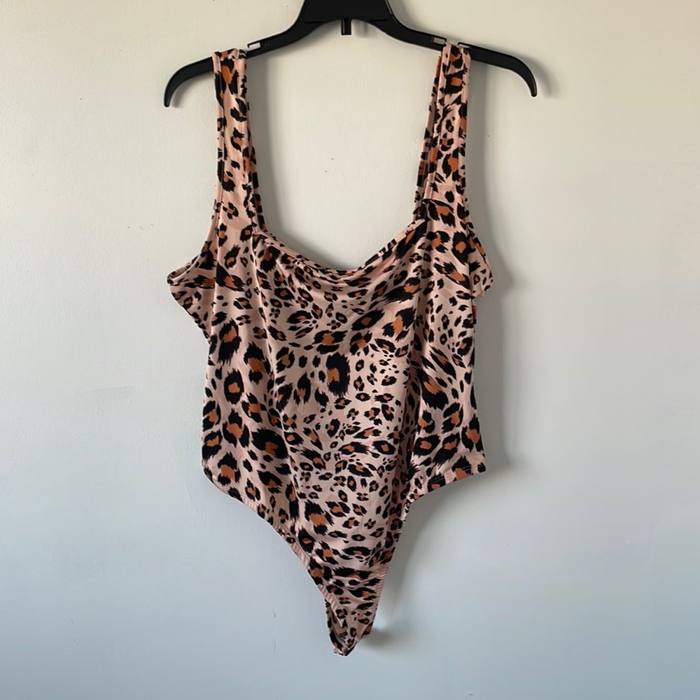 Animal Print Bodysuit Square Neckline